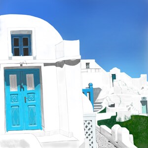 Santorini, Greece Landscape Scene, Instant Download