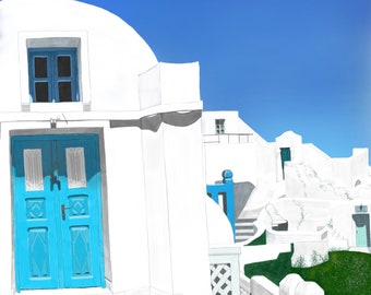 Santorini, Griechenland Landschaft Szene, Sofort Download