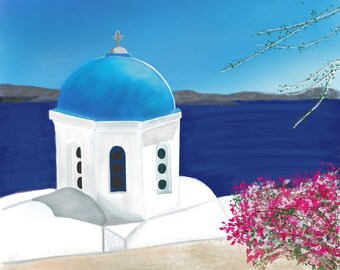 Santorini, Griechenland Digitaldruck, Sofort Download