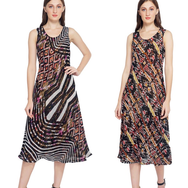 DRESS Black fabulous Abstract/leopard Print Reversible- resort/casual/dressy/resort wear