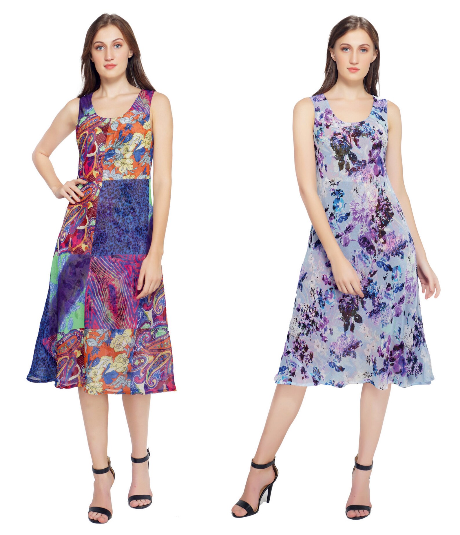 DRESS Midlength Reversible bluemulti colour SummerNew Etsy