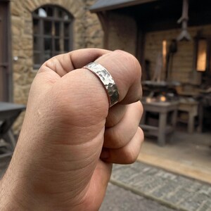 Handforged Silver Ring - Rustic Hammered Band - Custom Artisan Jewelry - Men’s Wedding Ring