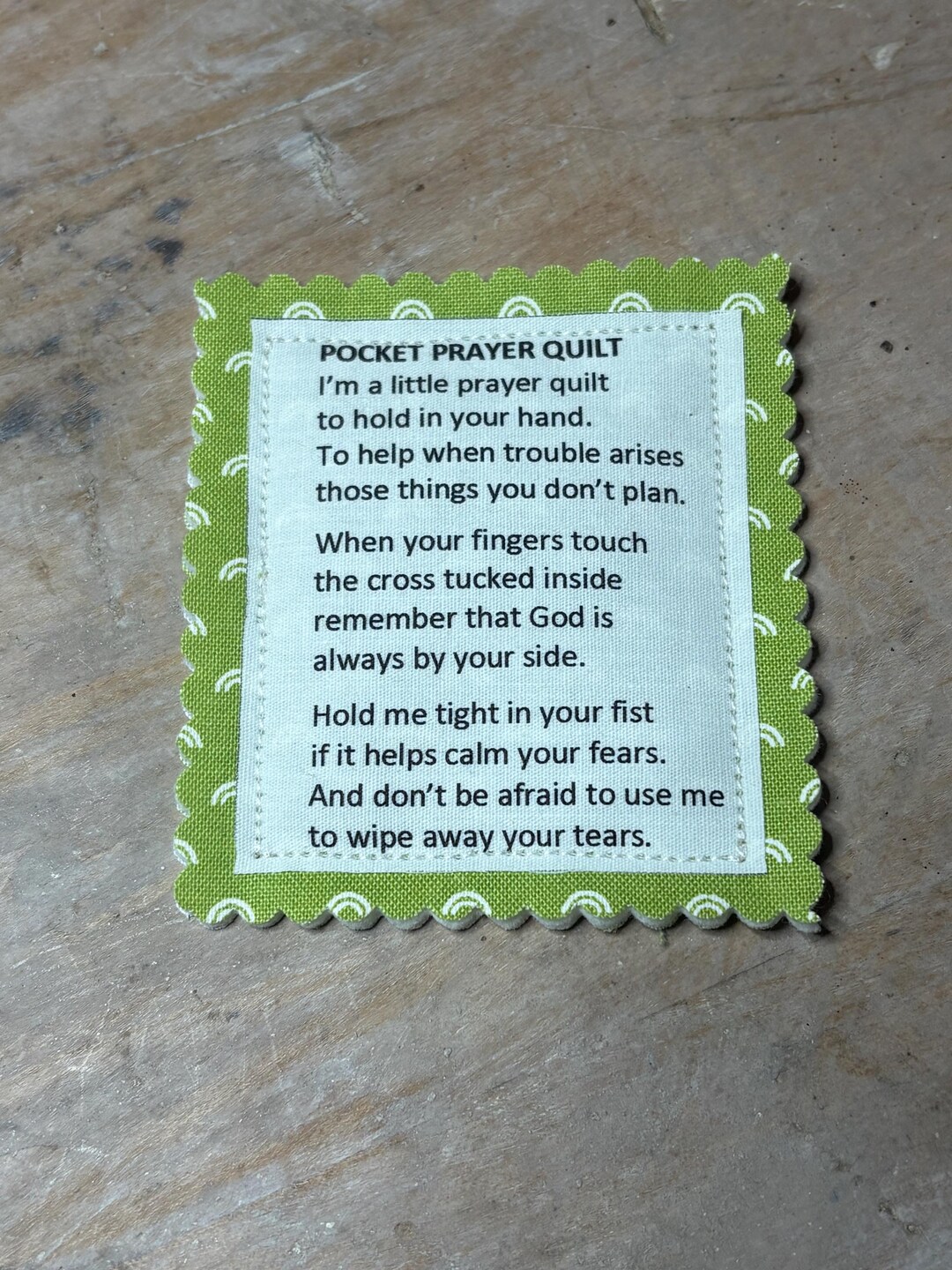 Pocket Prayer Quilt With Cross Tucked Inside, Size 2-1/2 X 2-3/4" Print ...