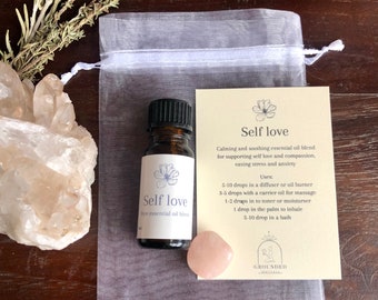 Self love Essential Oil Blend | Aromatherapy for inner peace | Rose quartz crystal | Witches spiritual wellness