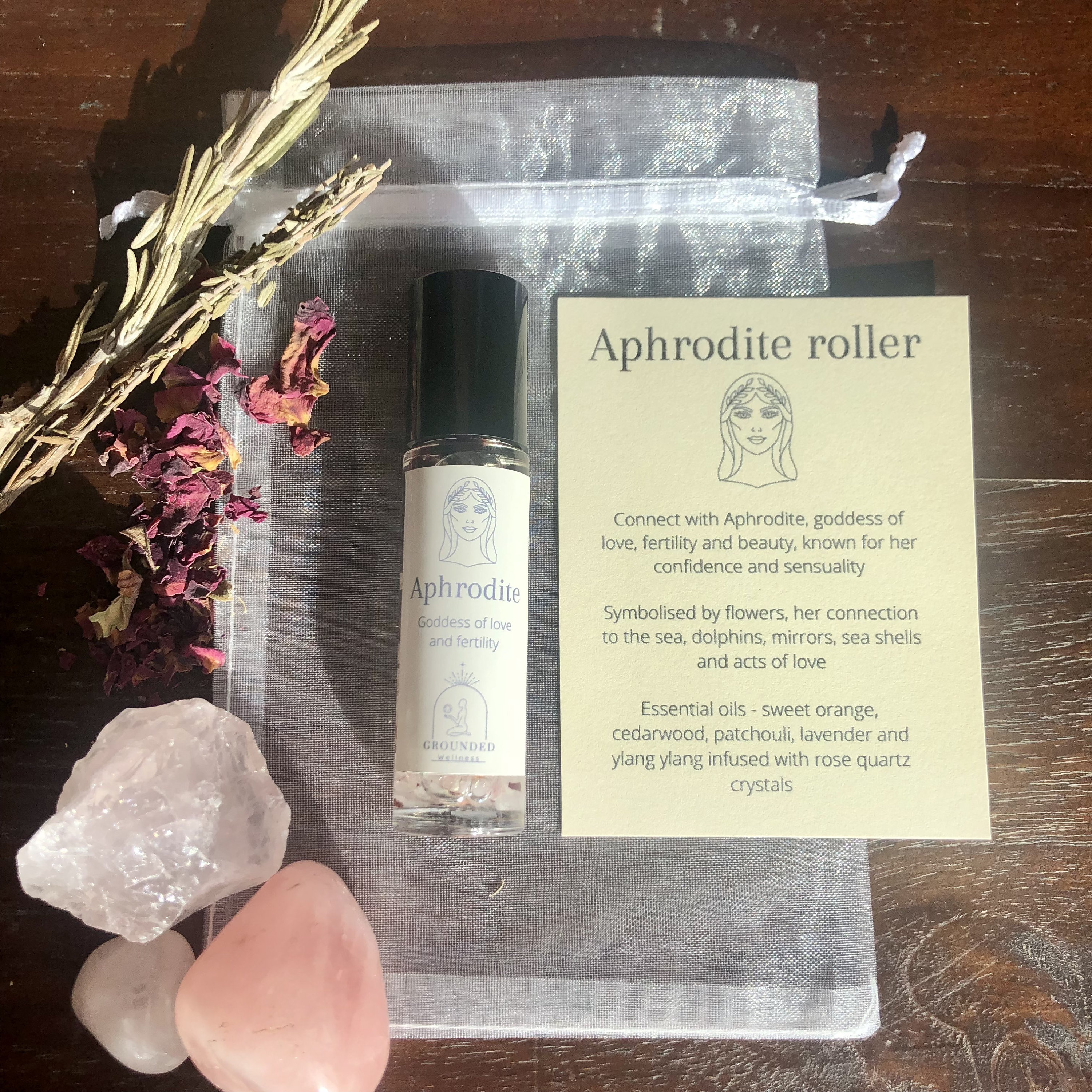 Crystal Healing Essential Oil Roller, Ritual Body Oil, Perfume Oil 