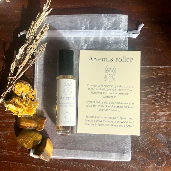 Artemis Goddess Ritual Roller | Greek Mythology Essential Oil Crystal Roller | Perfume Oil | Moon Wild Witch