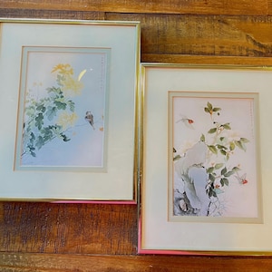 Vintage Pair of Framed Tong Shiang Chang Lee Prints Asian