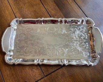 Bandeja Chippendale vintage Oneida bañada en plata