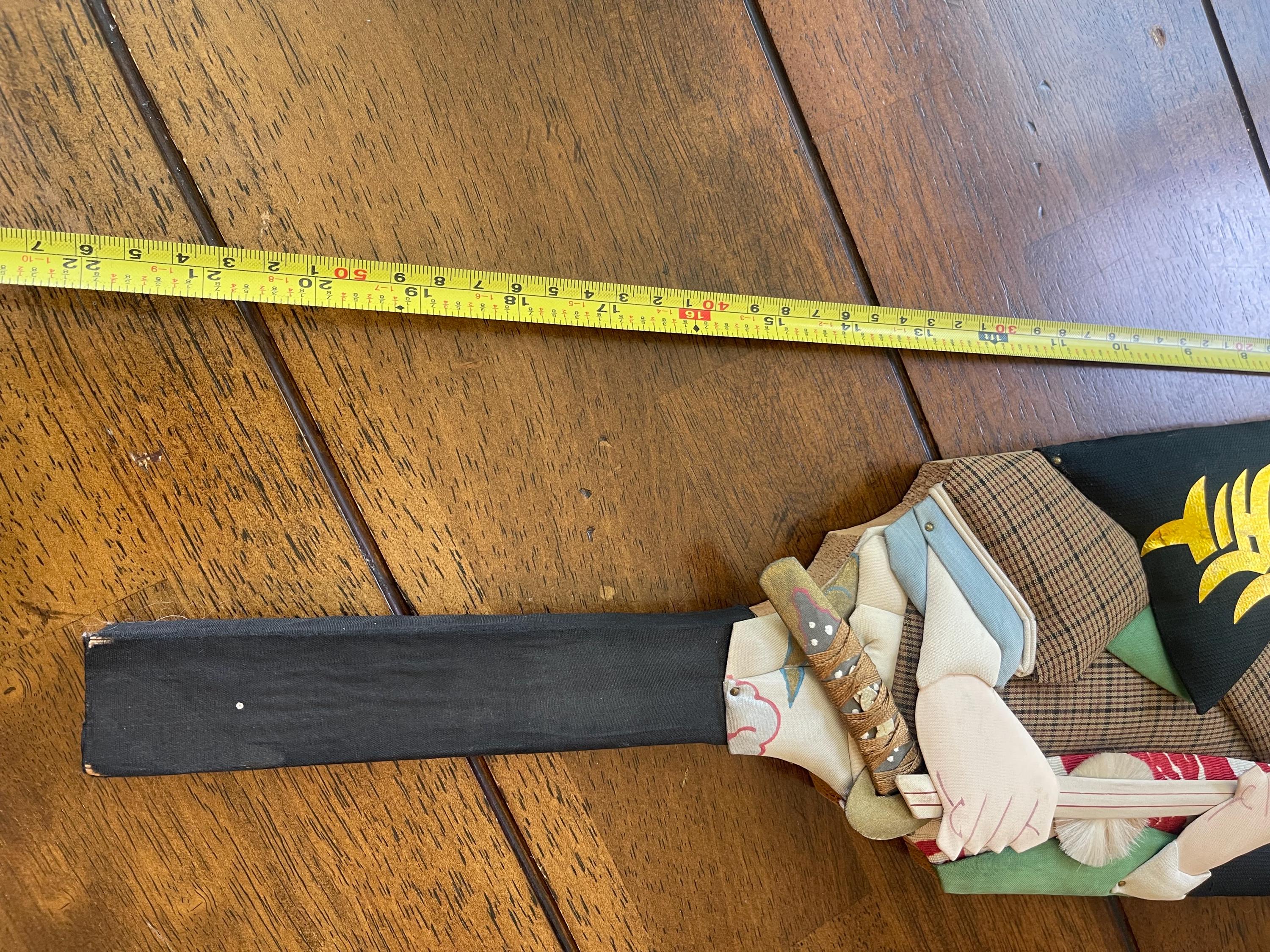 Vintage Japanese Hagoita Wooden Paddle Hanetsuki Samurai Design Silk ...
