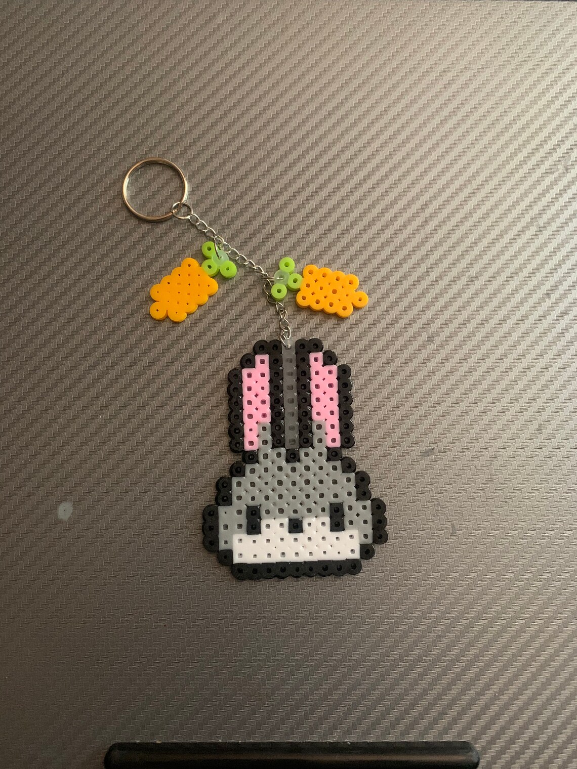 Bunny And Carrot Perler Bead Keychain Etsy