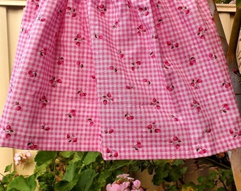 Pretty girls pink gingham and floral skirt