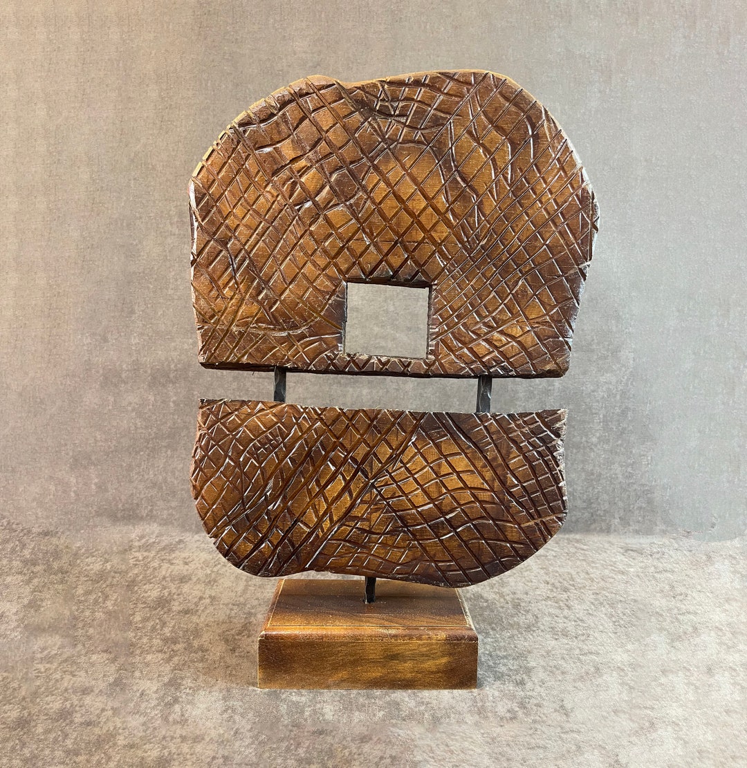 Modern Rustic Wood Sculpture Coffee Table Statue Rustic Home Decor