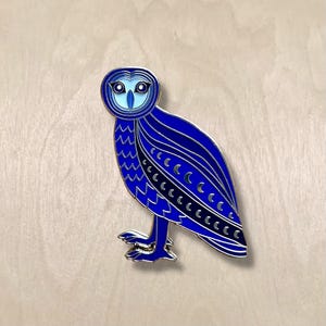 Night Owl Enamel Pin - Glow in the Dark Beautiful Mystical Purple and Lavender with Moons on Feathers