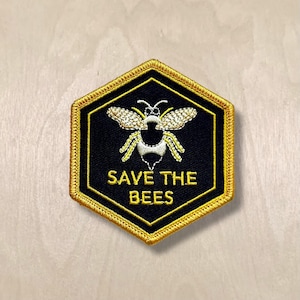 Save the Bees - Bienen Aufnäher - 6-eckig