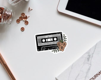 Brand New Band Mixtape Vinyl Sticker, Short Just Like Your Temper, Floral Cassette Tape
