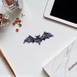 Floral Bat Vinyl Sticker, Halloween Sticker