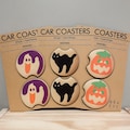 Set of 2 Halloween Pillsbury Sugar Cookie Car Coasters, Pumpkin, Ghost, Black Cat, Mix & Match