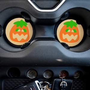 Set of 2 Halloween Pillsbury Sugar Cookie Car Coasters, Pumpkin, Ghost, Black Cat, Mix & Match bild 3