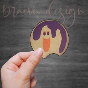 Set of 2 Halloween Pillsbury Sugar Cookie Car Coasters, Pumpkin, Ghost, Black Cat, Mix & Match bild 5