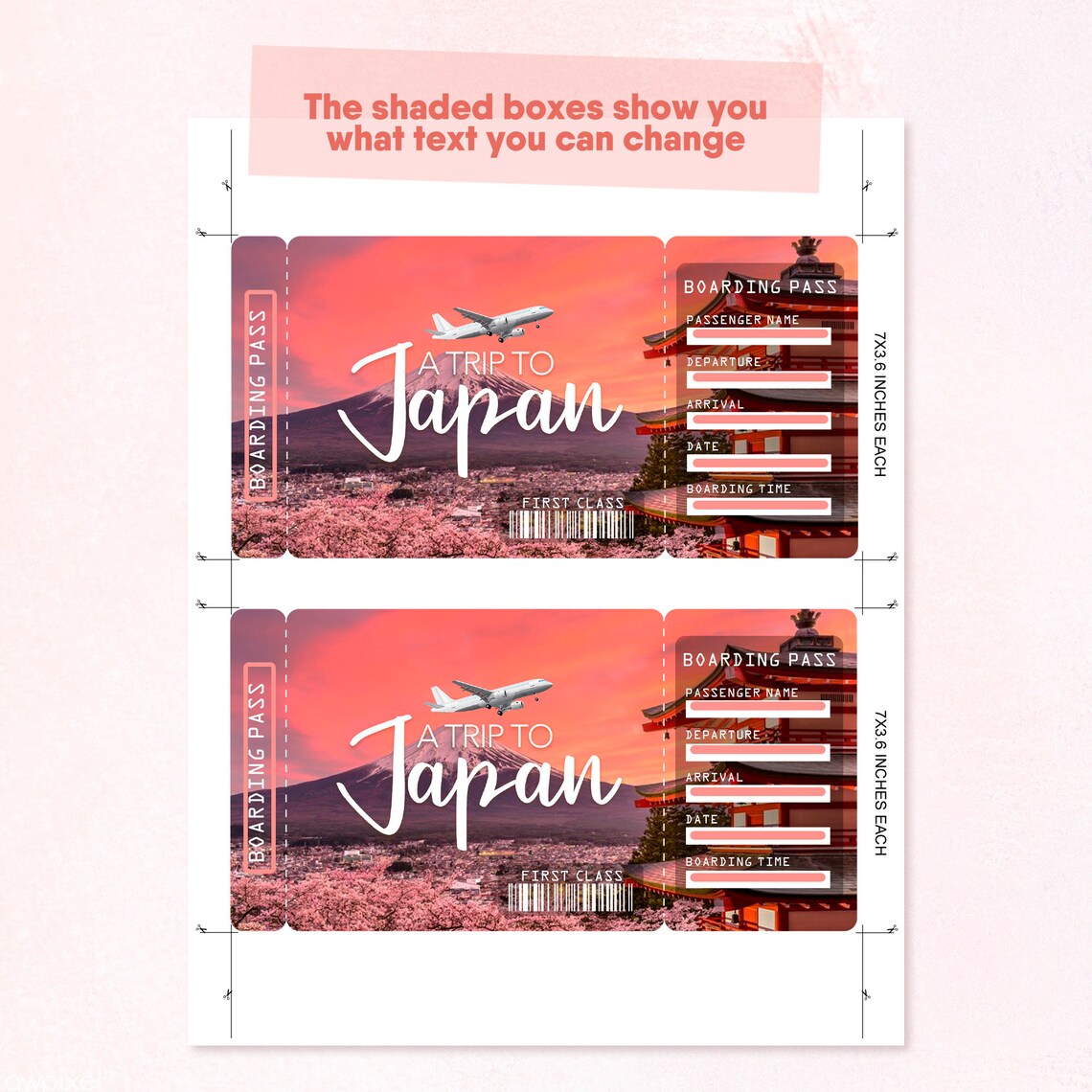 Japan Printable Airline Ticket Boarding Pass Template Etsy