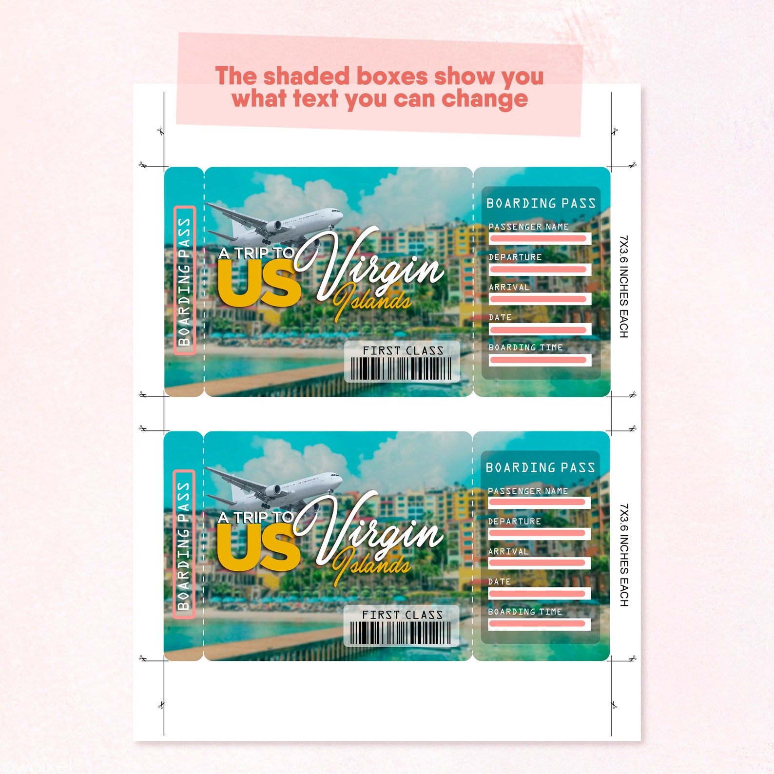Virgin Islands Printable Airline Ticket Boarding Pass Etsy