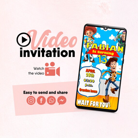Invitation Video Personnalisee Toy Story Invitation Video Etsy
