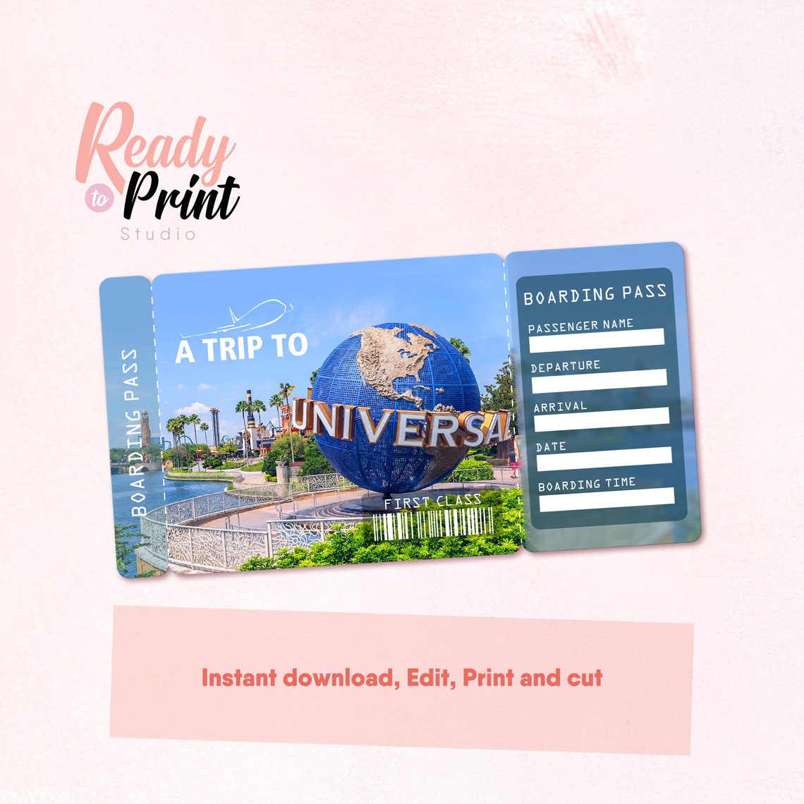 Universal Studios Printable Airline Ticket Boarding Pass Etsy