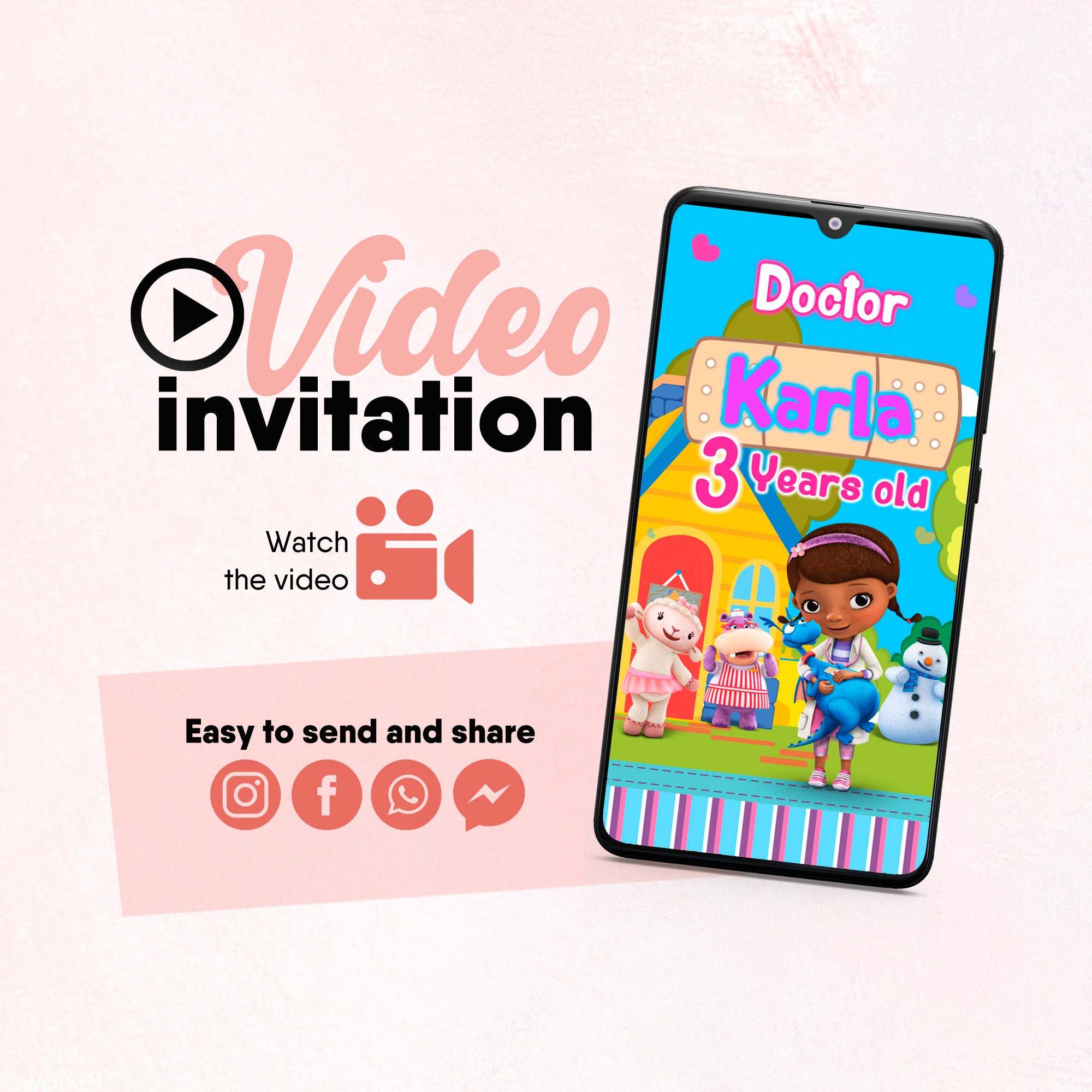 Digital Animated Invitations Doc Mcstuffins Personalized Video