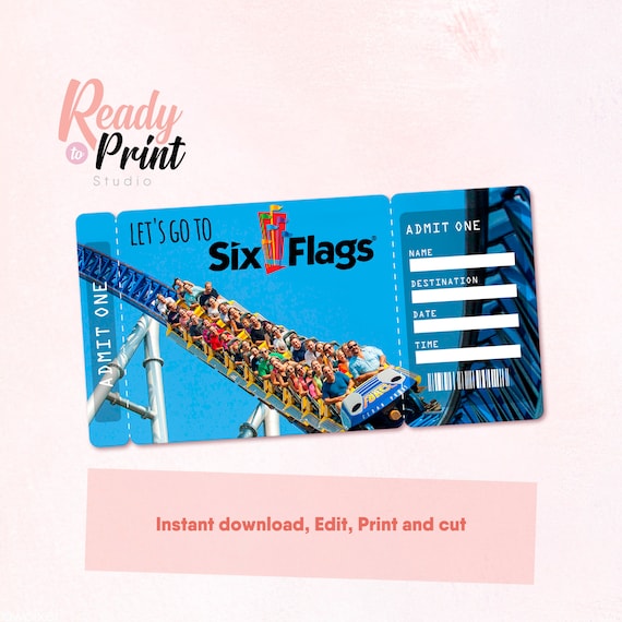 Six Flags Printable Airline Ticket Boarding Pass Template Etsy