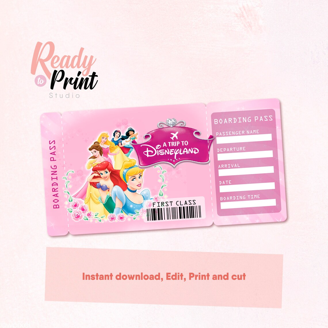 Disneyland Printable Airline Ticket Boarding Pass Template | Etsy
