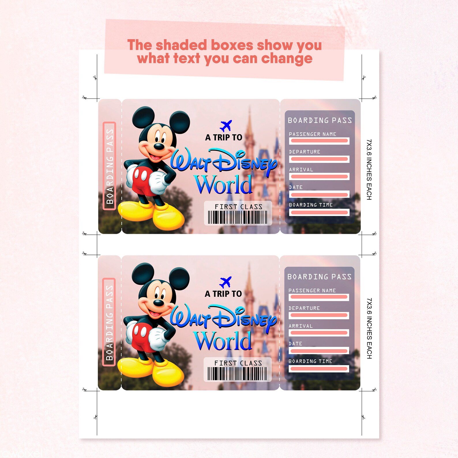 Disneyland Mickey Printable Airline Ticket Boarding Pass Etsy