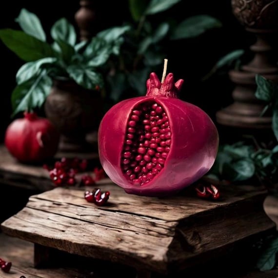 Pomegranate Candle | Pomegranate Art | Pomegranate Decor | Persephone Art | Ritual Candle | Beeswax Candle | Persephone Candle | Witchy