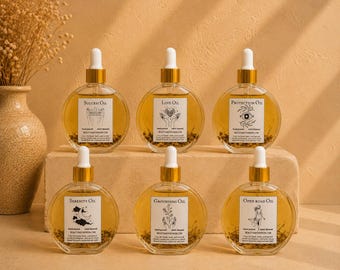 Ritual Oil Collection Set | 6 Handcrafted Spiritual Anointing Oils for Protection, Love, Success, Grounding, Serenity & Road Opening