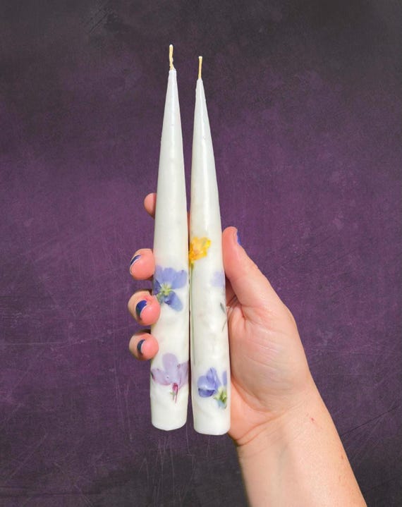 Real Flower Candle | Home Decor Wedding Decor | Hand Dipped Taper Candle | Romantic Flower Decor | Flower Lovers | Cottagecore Candle