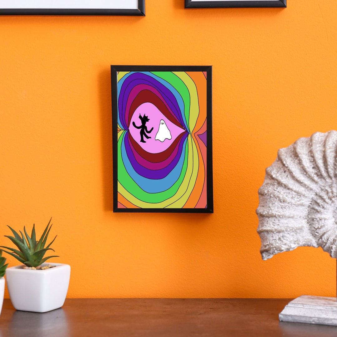 Trippy Poster Ghost Art Trippy Wall Art Psychadelic Art Rainbow Art