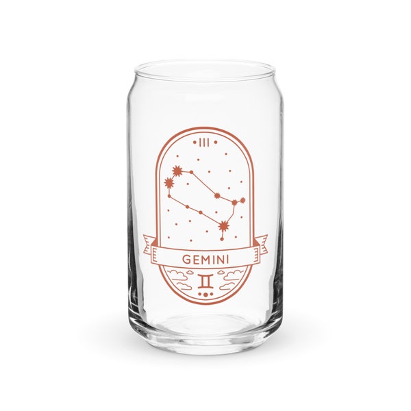 Gemini Can-Shaped Glass | Gemini Glassware | Astrology Lover Drinkware | Astrology Decor | Gemini Decor | Ice Coffee Glass | Cocktail Glass