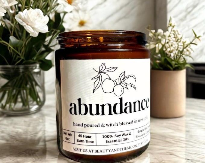 Featured listing image: Abundance Candle | Orange Citrus Candle | Soy Wax Essential Oil Candle | Blessed Candle | Prosperity Candle | Ritual Candle | Money Spell