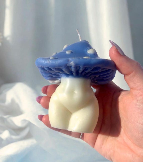 Mushroom Candle | Mushroom Decoration | Cottagecore Home Decor | Woodland Whimsy Art | Feminine Art | Flower Candle | Mushroom Body Candle