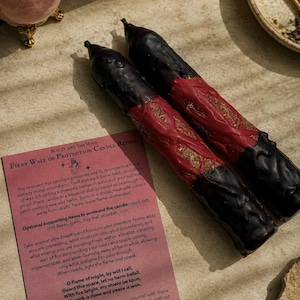 6 Inch Spelled Fiery Wall of Protection Candle: Herb Dressed Beeswax Candle, Warding Against Evil Eye, Jinxes, Remove Negativity Spellwork