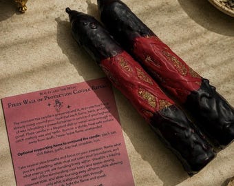 6 Inch Spelled Fiery Wall of Protection Candle: Herb Dressed Beeswax Candle, Warding Against Evil Eye, Jinxes, Remove Negativity Spellwork