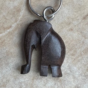 African Carved Wood Keychain:  Elephant (ONE is included with order, more are shown to show color variation)