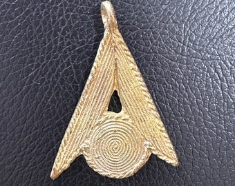 African Brass Pendant:  Ashanti traditional Lost Wax method, hand made in Ghana, Adinkra Symbol