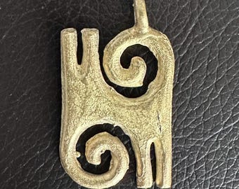African Brass Pendant:  Ashanti traditional Lost Wax method, hand made in Ghana, Adinkra symbol