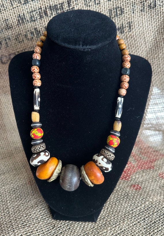 African Bead/ashanti Brass Necklace, 18” - Etsy