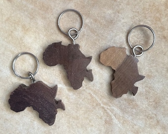 African Carved Wood Keychain:  African Continent (One included in order)