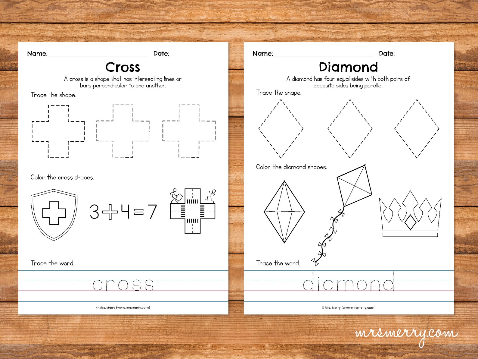 16 Shape Tracing Worksheets | Shape Printables for Preschool ...