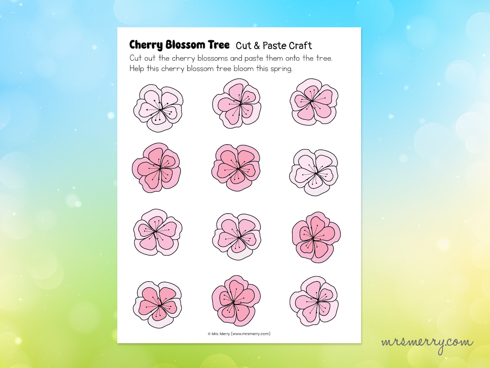 Cherry Blossom Tree Craft, Spring Craft for Kids, Spring Cut and Paste ...