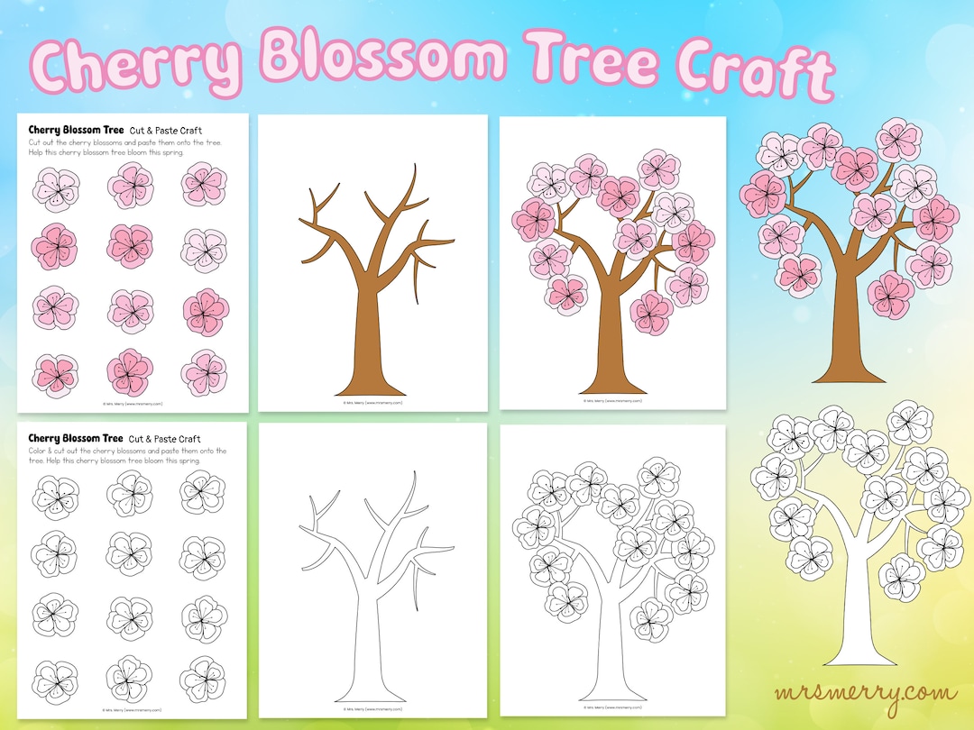 Cherry Blossom Tree Craft, Spring Craft for Kids, Spring Cut and Paste
