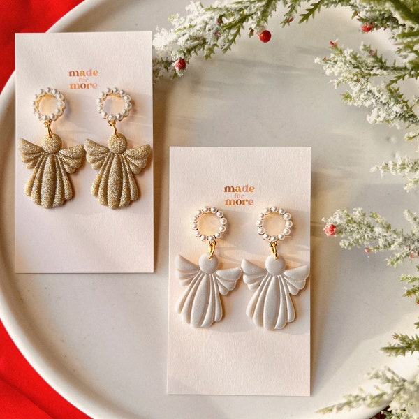 Angel Earrings | Clay Earrings | Handmade Earrings | Angel Christmas Earrings