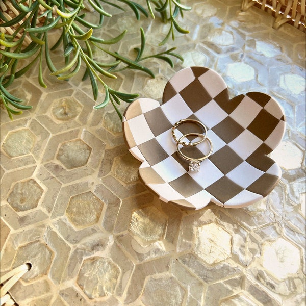 Clay Home Decor | Handmade Gifts | Checkerboard Bowl | Checkered Home Decor | Handmade Home Decor